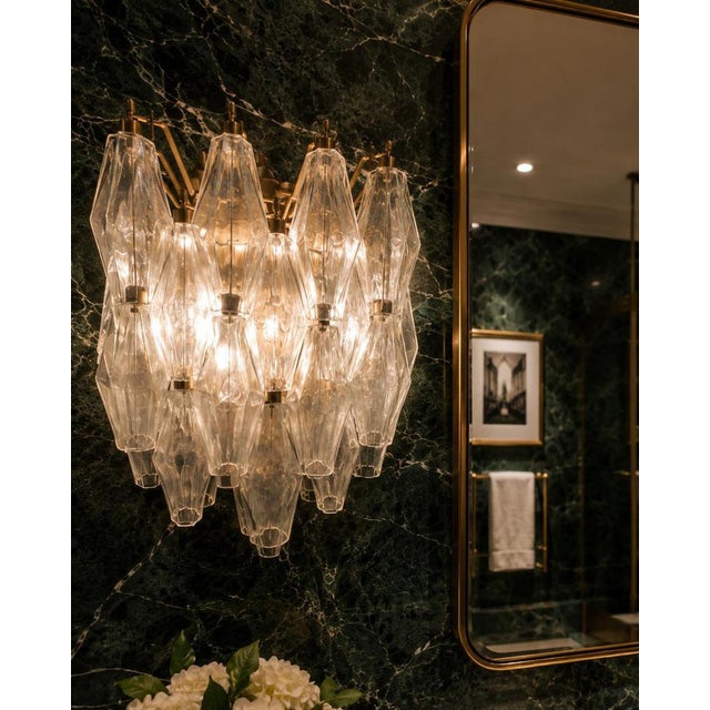 Metal Italian Murano Glass Wall Sconces, 1990s, Set of 2 For Sale - Image 7 of 18