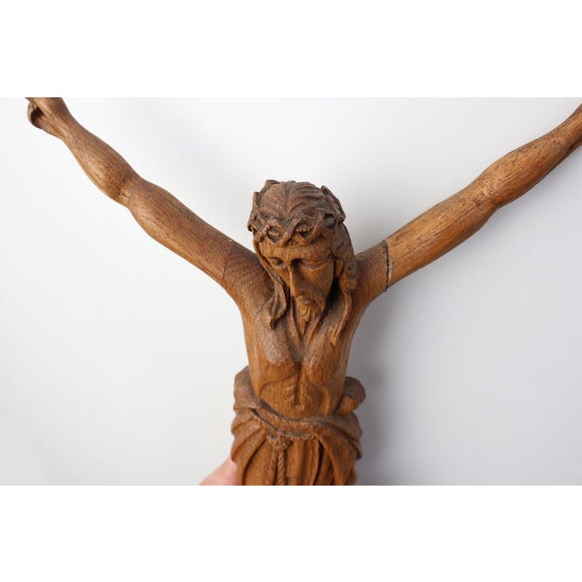 Late 19th Century Sculpted Oak Crucifix, Italy, 1800s For Sale - Image 10 of 14