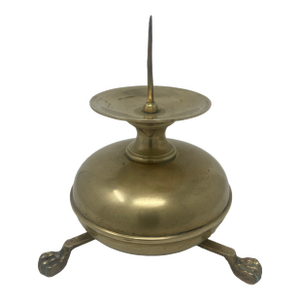 Antique Italian Brass Lion Paw Footed Single Candleholder