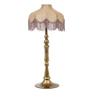 Buchanan Jute Fringed Scalloped Table Lamp, Natural/Light Pink For Sale