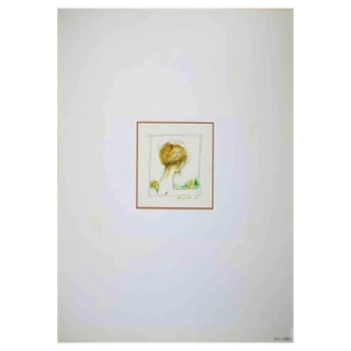 Leo Guida, Portrait from Behind, Original Ink & Watercolor, 1972 For Sale