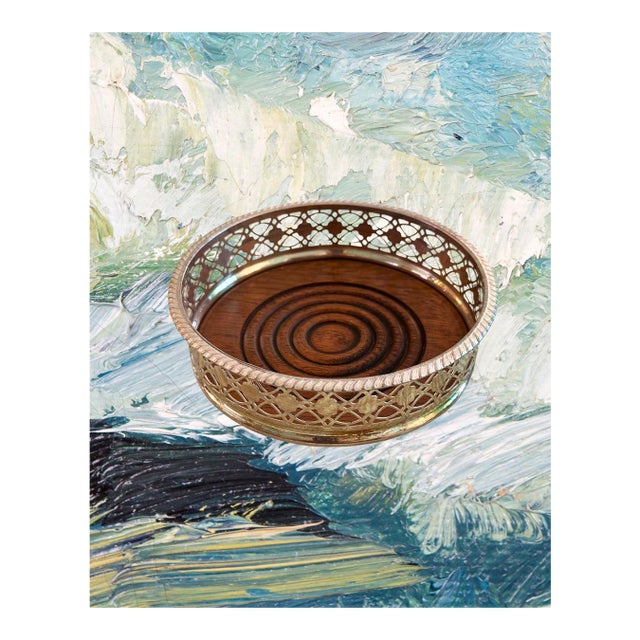 1950s Silverplate Vintage English Bottle Coaster For Sale