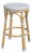 Tobias 24.5 in. Seat Height Outdoor Rattan and Metal Backless Counter Stool, Blue/White Dot / Natural Rattan Frame For Sale