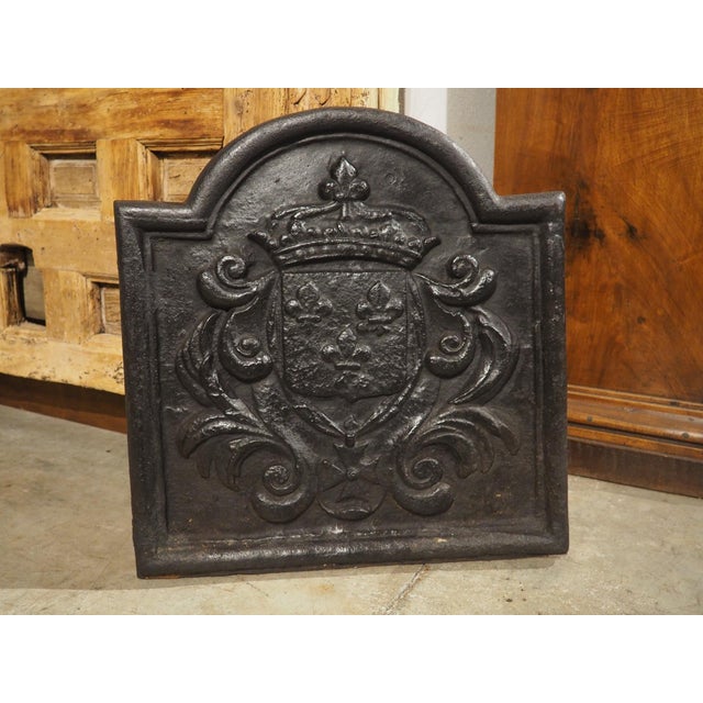 Small 19th Century French Royal Coat of Arms Cast Iron Fireback For Sale - Image 15 of 16