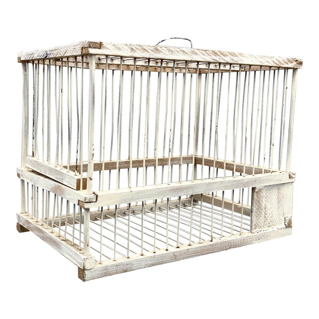 Antique European Finch Carrying White Bird Cage Chairish