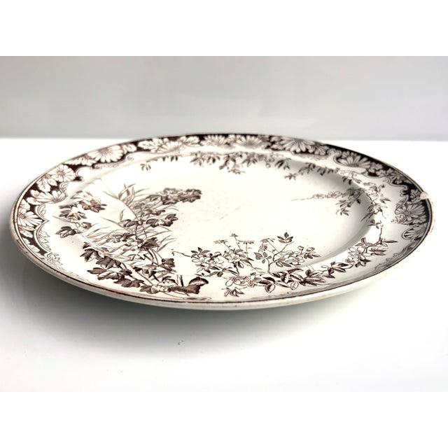 Vintage brown transferware salad plate. Back is stamped Chatsworth by GJ and Sons (George Jones and Sons)