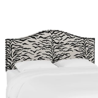 Ashland Headboard in Cream Black Linen Zebra, Full For Sale