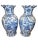 Stunning substantial pair of 20th century Chinese handpainted crackle ware vases, scalloped rims, geisha and landscape...