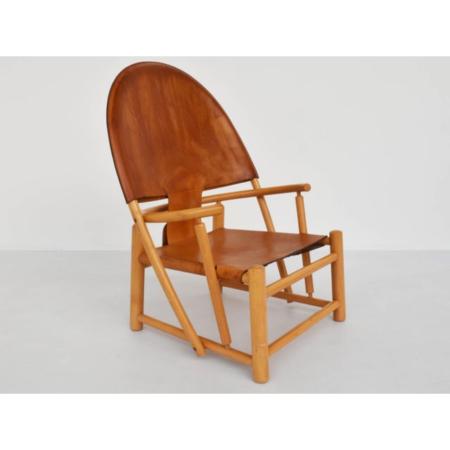 Set of Large Hoop G23 Armchairs in Cognac Leather by Piero Palanghe & Wherter Toffoloni for Germa, Italy, 1972 For Sale - Image 3 of 10