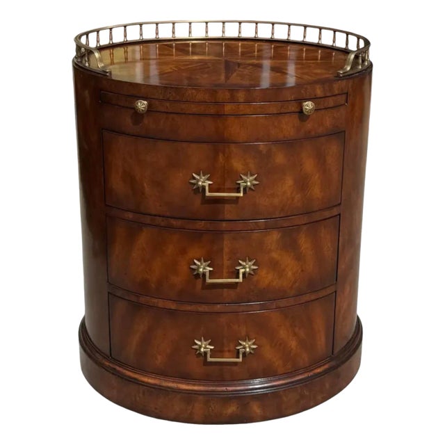 Directoire Style Maitland Smith Oval Mahogany Night Stand End Table For Sale