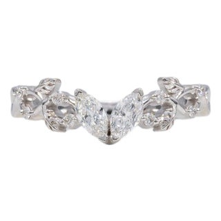 Diamond Band With Earth-Mined Diamonds in Solid 14k Gold, Marquise Cut For Sale