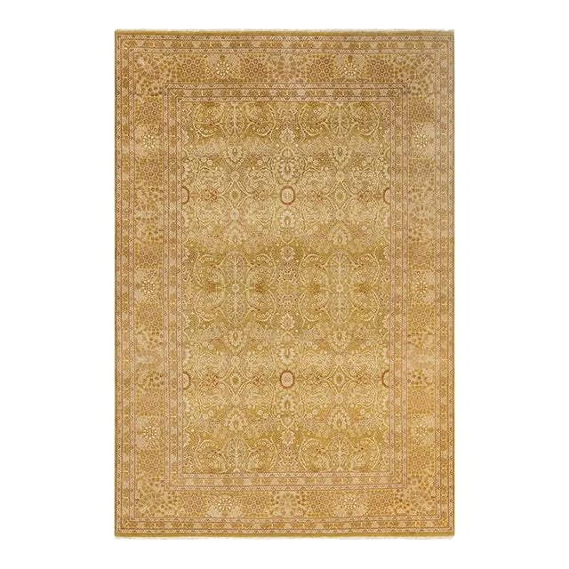 Eclectic, One-of-a-Kind Hand-Knotted Area Rug in Green, 6' 2" x 9' 1" For Sale