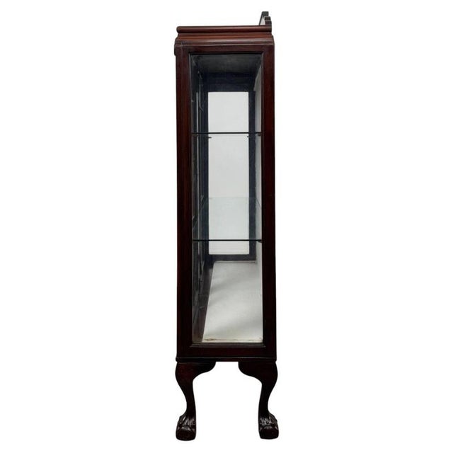 Antique Early 20th Century English Edwardian Mahogany Vitrine Cabinet For Sale - Image 10 of 11