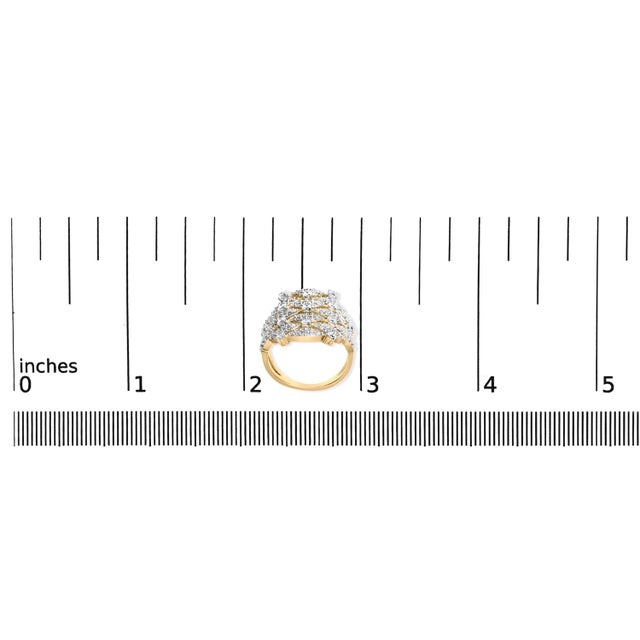 Metal 14K Yellow Gold 1.0 Cttw Diamond Geometric Stacked Open Cocktail Ring (I-J Color, I1-I2 Clarity) - Ring Size 8 For Sale - Image 7 of 7