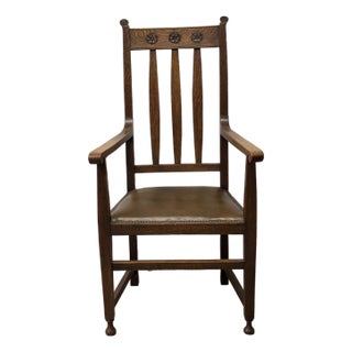 Antique English Arts and Crafts Carver Arm Chair For Sale