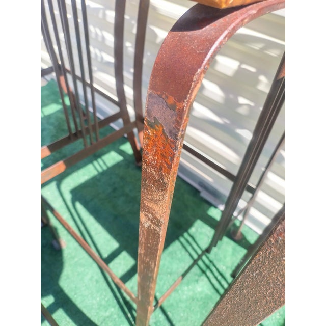 Rustic Iron Wood Texas Star Back Bar Stools- Set of 4 For Sale - Image 4 of 11