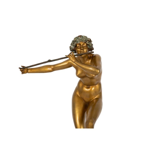 Art Deco Period Bronze Sculpture “Flute Player” by Paul Philippe For Sale - Image 6 of 12