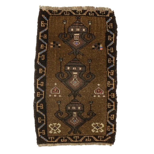 Vintage Mid Century Brown Rug For Sale - Image 4 of 4