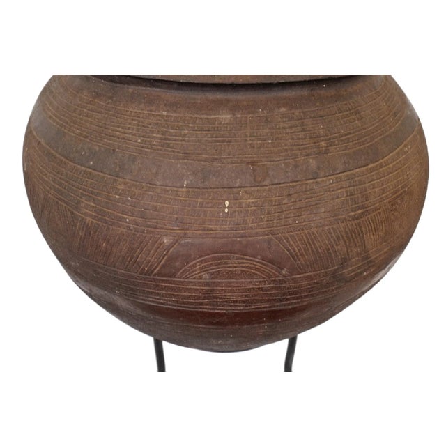 Mid 20th Century Tribal Vintage African Water Bida Vessel on Stand For Sale - Image 5 of 6