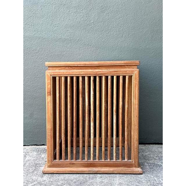 Vintage Slat Wood Side Table For Sale - Image 9 of 12