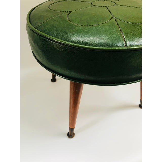 Midcentury Avocado Green Naugahyde Stool Chairish
