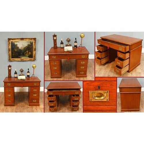 Military Campaign Pedestal Desk in Mahogany, 1880 For Sale - Image 15 of 15