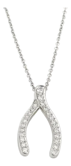 Tiffany & Co. Diamond Platinum Wishbone Pendant Necklace
