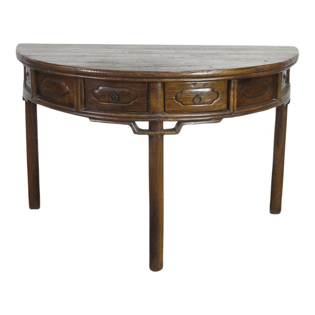 Half Moon Antique Chinese Hallway Console Table For Sale