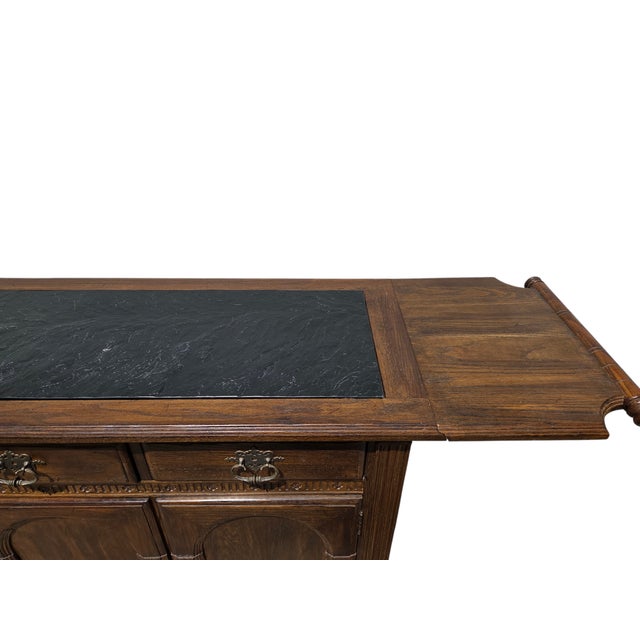 Ethan Allan Charter Oak Jacobean Sideboard Bar Console Server Liquor Cabinet For Sale - Image 13 of 18