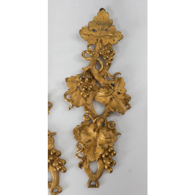 19th Century Group of 3 Gilt Bronze Architectural Furniture Accents With Grape Motif For Sale - Image 4 of 11