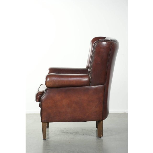 1980s Vintage Sheepskin High Back Armchair For Sale - Image 5 of 13