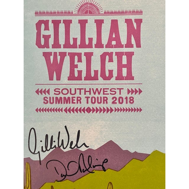 Gillian Welch & David Rawlings Signed "Southwest 2018" Desert Pop-Art Lithograph Poster For Sale - Image 4 of 10