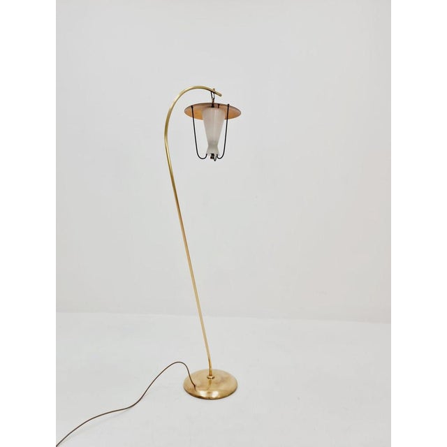 Gold Mid-Century German Arc Floor Lamp in Brass, 1960s For Sale - Image 8 of 12