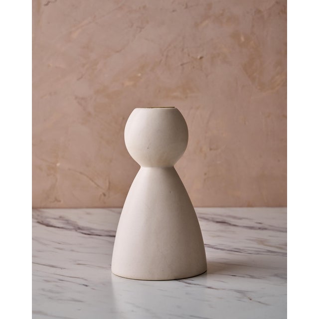 Lostine Sculptural Quintet of Ceramic Candle Holders by Lostine in Matte White For Sale - Image 4 of 11