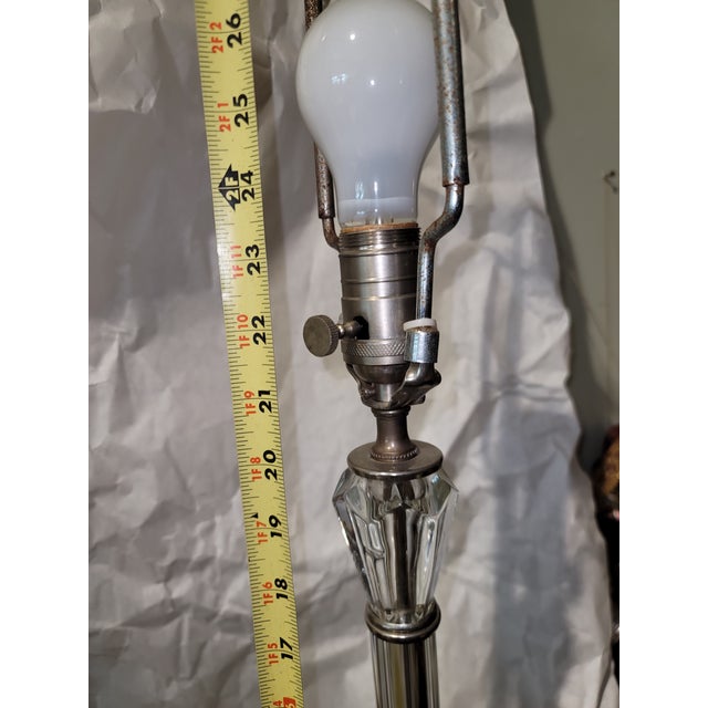 Glass Mid 20th Century Hollywood Regency Crystal Glass Stick Lamp For Sale - Image 7 of 9