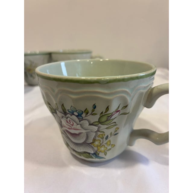 Light Green Vintage Provistone Rose Marie Floral Mugs - Set of 4 For Sale - Image 8 of 10