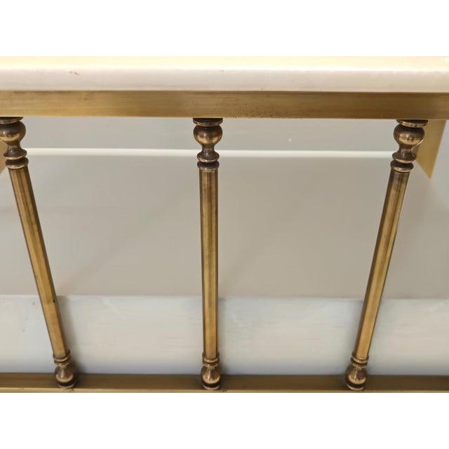 Brass and White Lacquered Nightstands with Marble Tops, Italy, Set of 2 For Sale - Image 10 of 12