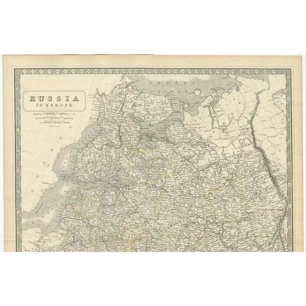 Antique map: russia in europe by w. & a.k. Johnston, circa 1850 this highly detailed antique map, titled *russia in...