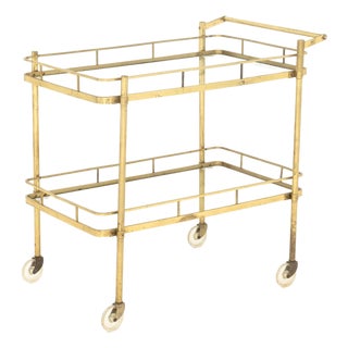 Mid-Century Modern Brass Two-Tier Bar Cart For Sale