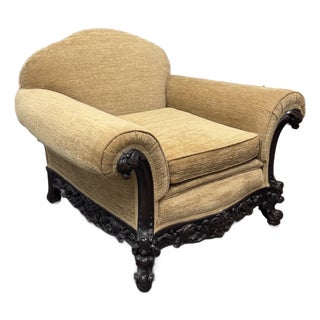 Circa 1920's Victorian Wheat Lounge Arm Chair For Sale