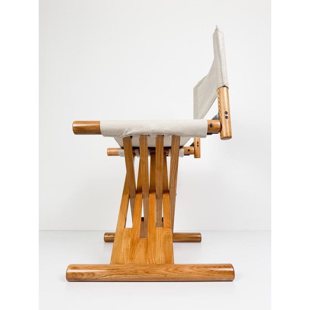Mid-Century Modern Italian Folding Chair in Beechwood and Raw Cotton Canvas, 1970s For Sale - Image 14 of 18