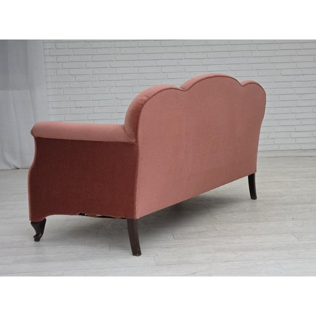 Vintage Danish Two-Seater Sofa in Salmon Pink Furniture Velour, 1950s For Sale - Image 14 of 18
