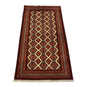 Baloch Rug 3’1” X 5’7” Ivory Wool Vintage Tribal Hand-Knotted Oriental Carpet