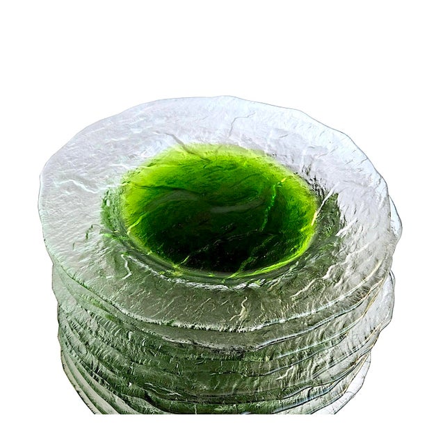 1970s Textured Glass Pertti Santalahti Humppila Kivi Dinner Plates, Set of 12 For Sale - Image 12 of 16