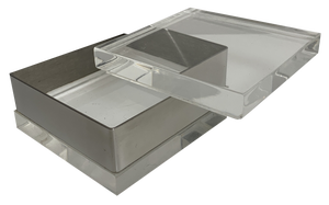 Italian Square Decorative Box in Acrylic Glass and Chrome Metal, 1970s