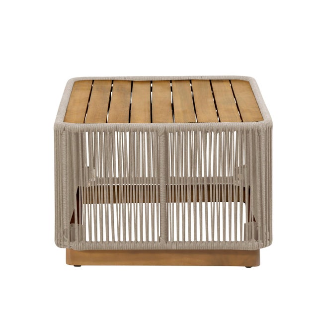 Alpine Teak Outdoor Collection Beige Rope Coffee Table For Sale - Image 4 of 10