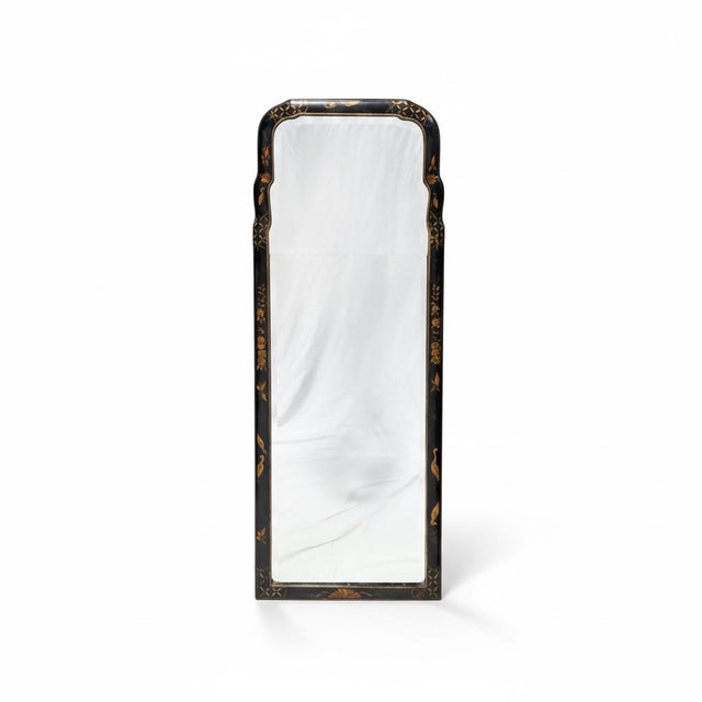 1930s Friedman Bros. Black Chinoiserie Colonial Williamsburg Restoration Wall Mirror For Sale - Image 5 of 8