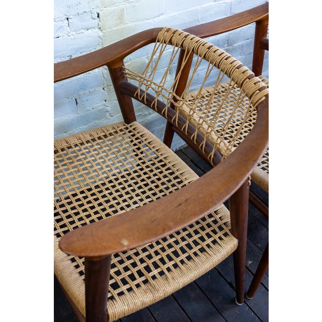 Set of Four (4) Bambi Teak & Cane Dining Chairs by Rolf Rastad & Adolf Relling, Norway 1950s For Sale - Image 12 of 15