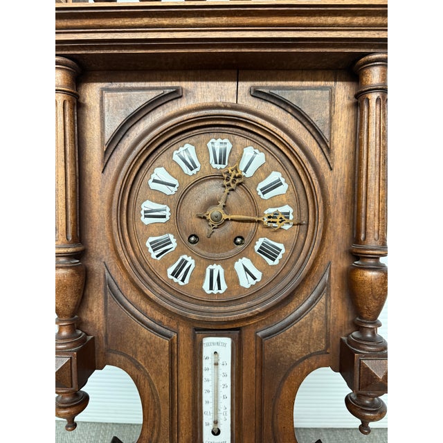 Rustic Black Forest Wall Clock With Barometer & Thermometer For Sale - Image 3 of 12