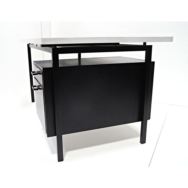 Mid-Century Modern Writing Desk in Black Stained Oak with White Lacquered Top by Herbert Hirche for Christian Holzäpfel KG, Germany, 1960s For Sale - Image 3 of 18